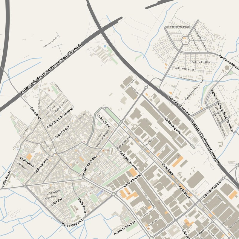 Granada printable atlas — multi-sheet street map with house numbers, Spain