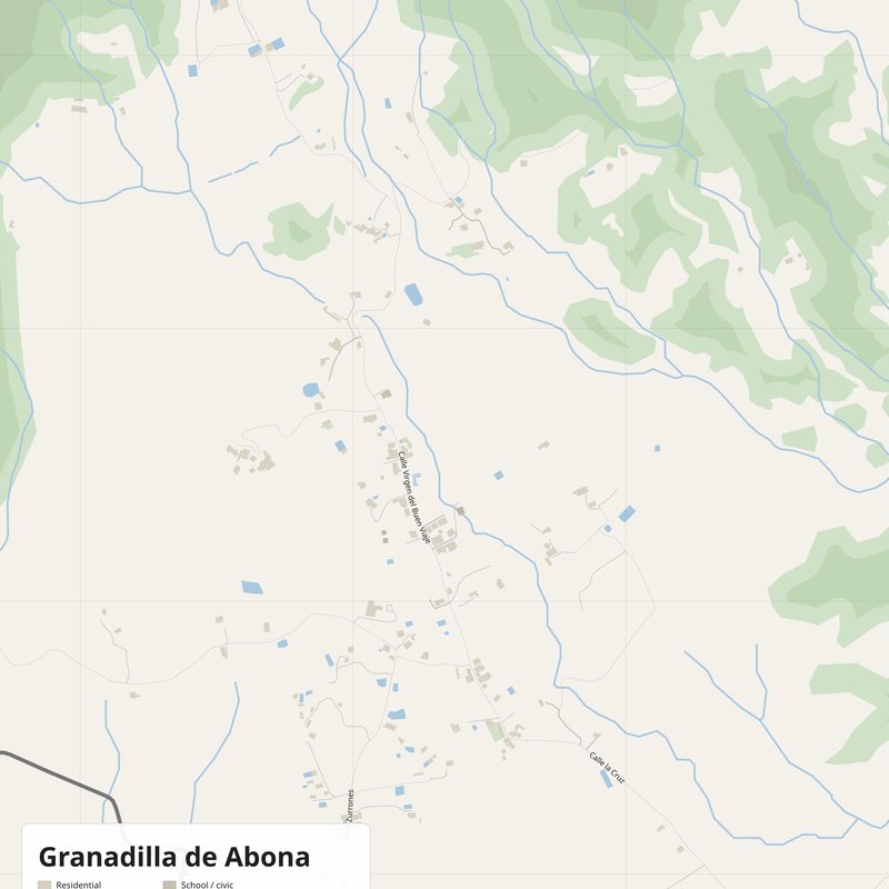 Mapa de Granadilla de Abona PDF — plano callejero imprimible con números de casa