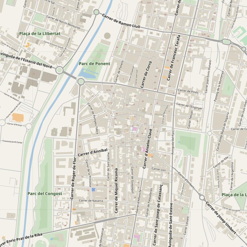 Granollers street map with house numbers — printable address map PDF, Spain