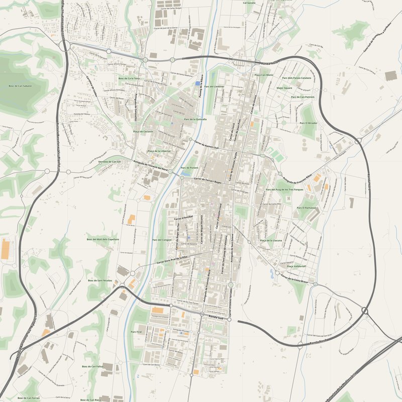 Granollers Map PDF — Printable Street Map Poster with House Numbers