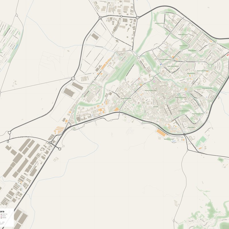 Guadalajara Map PDF — Printable Street Map Poster with House Numbers