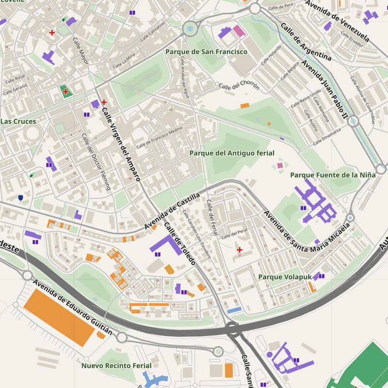 Guadalajara map with house numbers, hospitals, police and fire stations — printable PDF, Spain