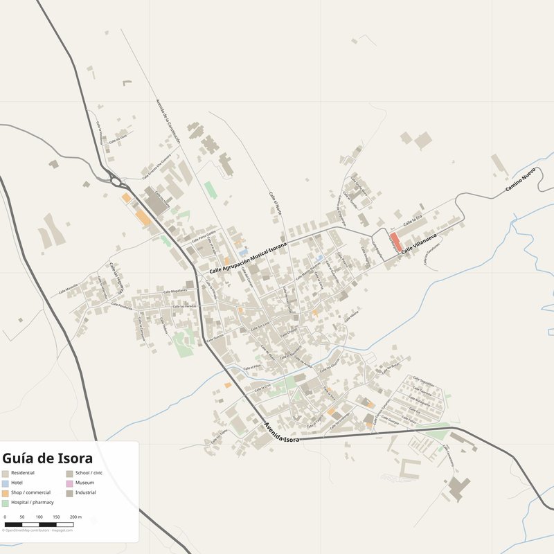 Guía de Isora Map PDF — Printable Street Map Poster with House Numbers