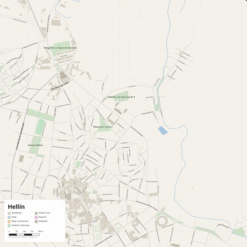 Hellín Map PDF — Printable Street Map Poster with House Numbers