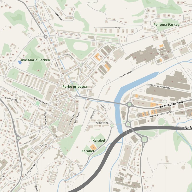 Hernani street map with house numbers — printable address map PDF, Spain