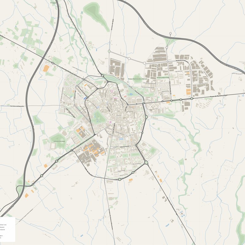 Huesca Map PDF — Printable Street Map Poster with House Numbers