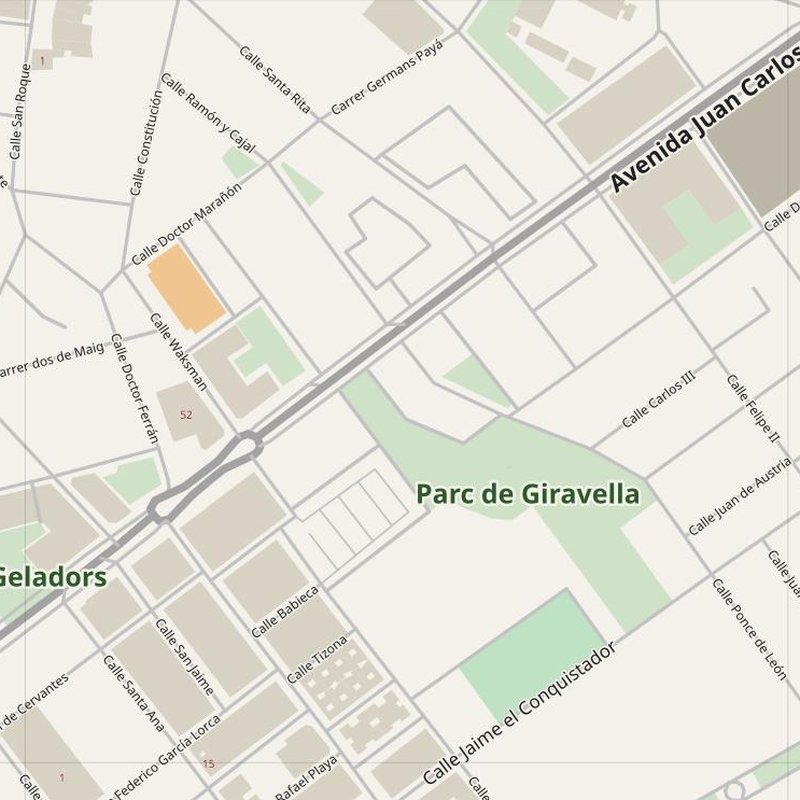 Ibi street map with house numbers — printable address map PDF, Spain