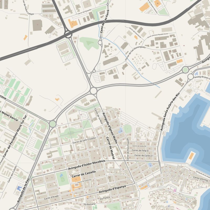 Ibiza street map with house numbers — printable address map PDF, Spain
