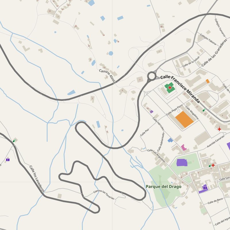 Icod de los Vinos map with house numbers, hospitals, police and fire stations — printable PDF, Spain