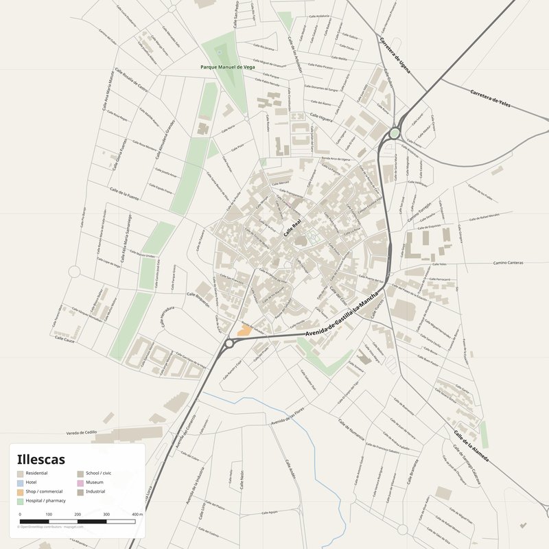 Illescas Map PDF — Printable Street Map Poster with House Numbers