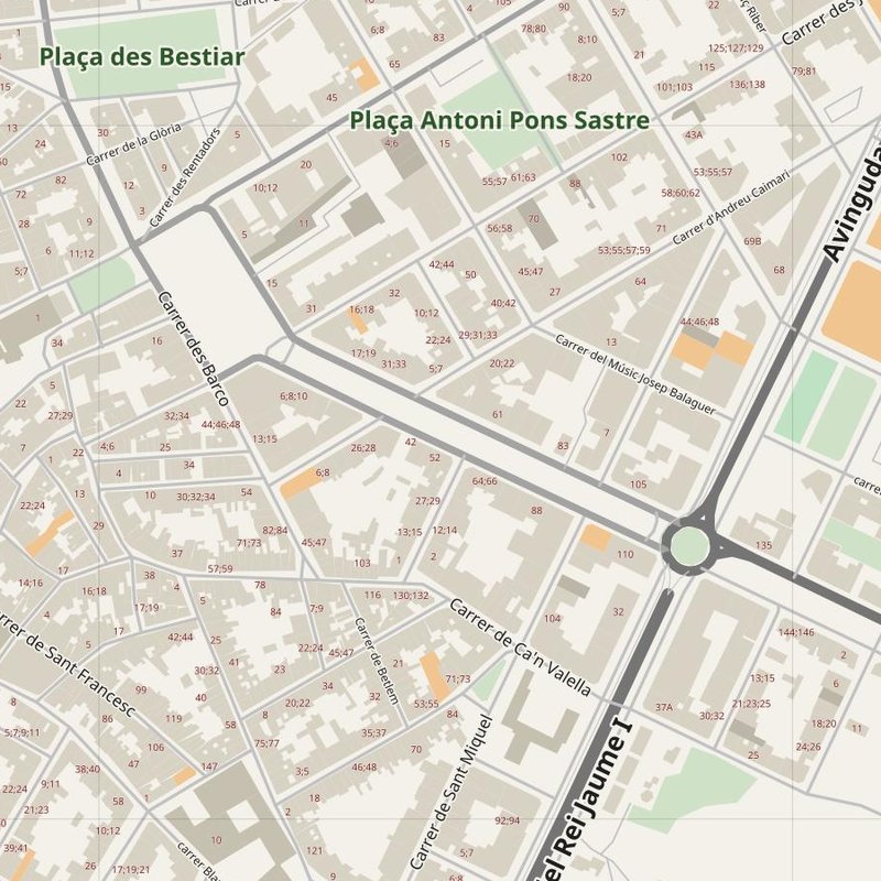 Inca street map with house numbers — printable address map PDF, Spain