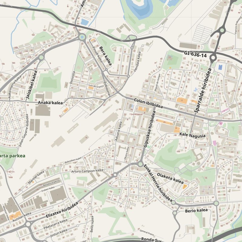 Irun street map with house numbers — printable address map PDF, Spain