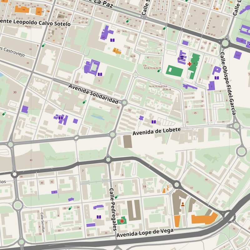 Logroño map with house numbers, hospitals, police and fire stations — printable PDF, Spain