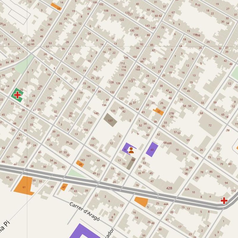 Palma map with house numbers, hospitals, police and fire stations — printable PDF, Spain