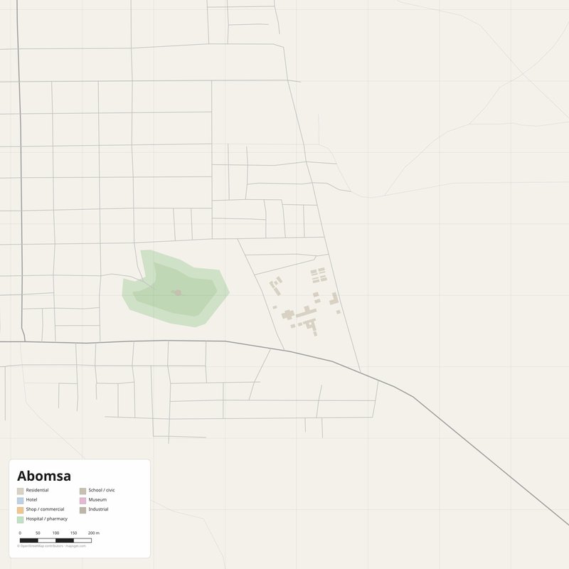 Abomsa Map PDF — Printable Street Map Poster with House Numbers