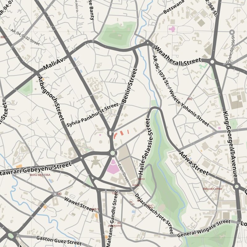 Addis Ababa street map with house numbers — printable address map PDF, Ethiopia