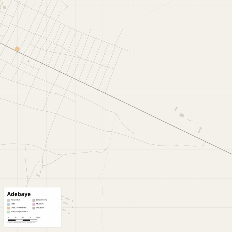 Adebaye Map PDF — Printable Street Map Poster with House Numbers