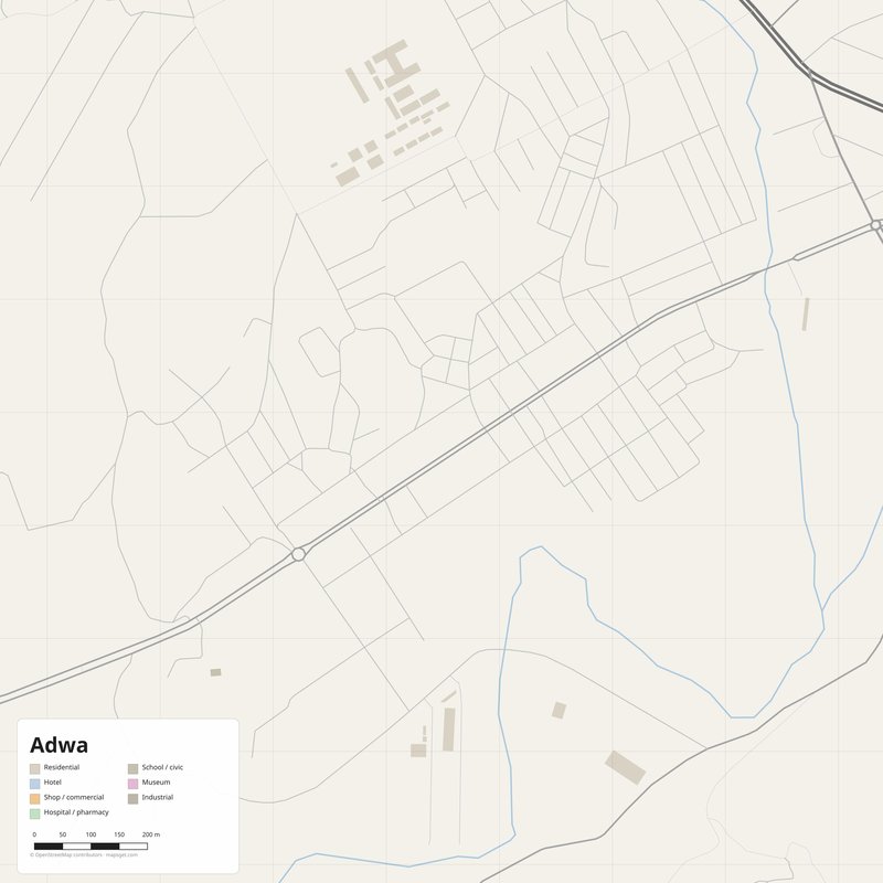 Adwa Map PDF — Printable Street Map Poster with House Numbers
