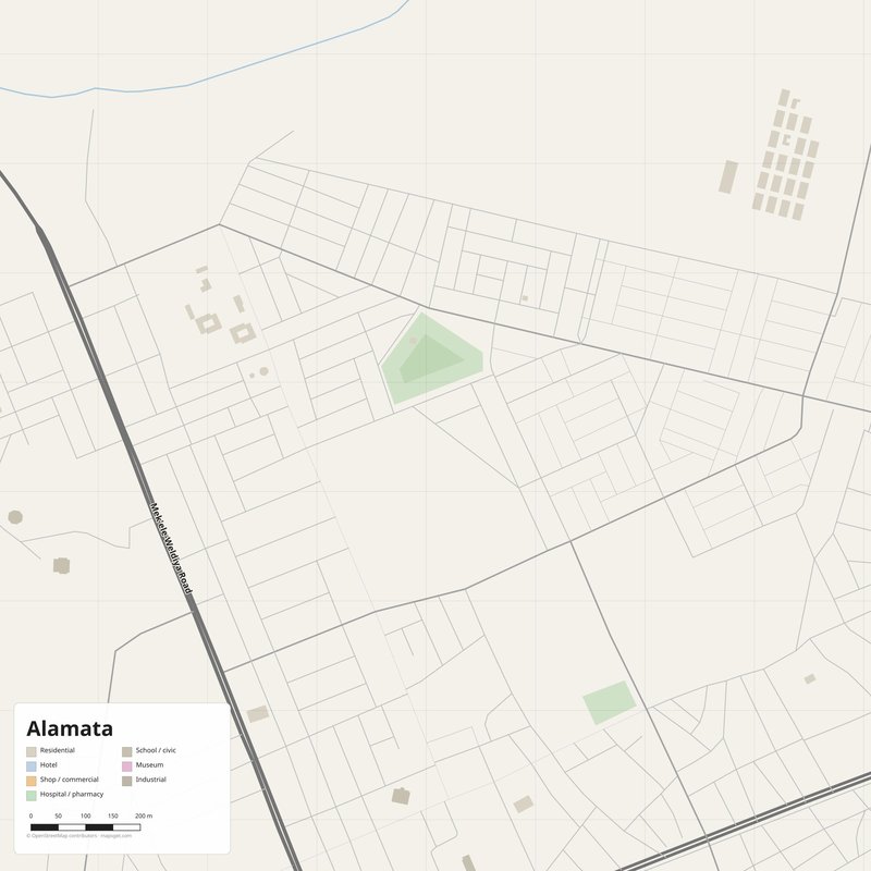 Alamata Map PDF — Printable Street Map Poster with House Numbers