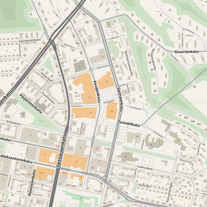 Hollola street map with house numbers — printable address map PDF, Finland