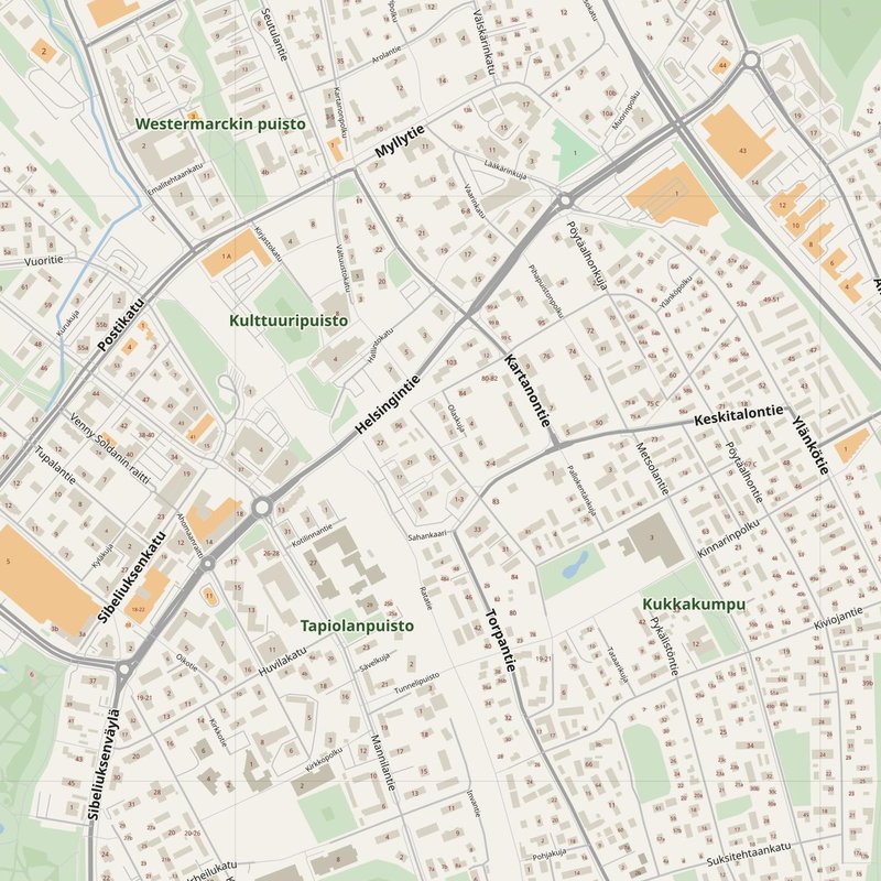 Järvenpää street map with house numbers — printable address map PDF, Finland