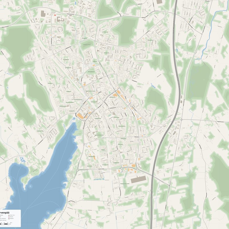 Järvenpää Map PDF — Printable Street Map Poster with House Numbers