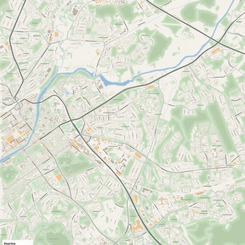 Kaarina Map PDF — Printable Street Map Poster with House Numbers