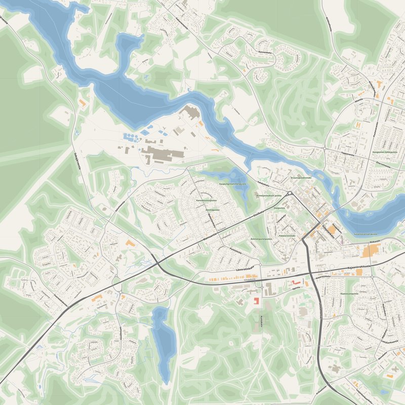 Kajaani Map PDF — Printable Street Map Poster with House Numbers