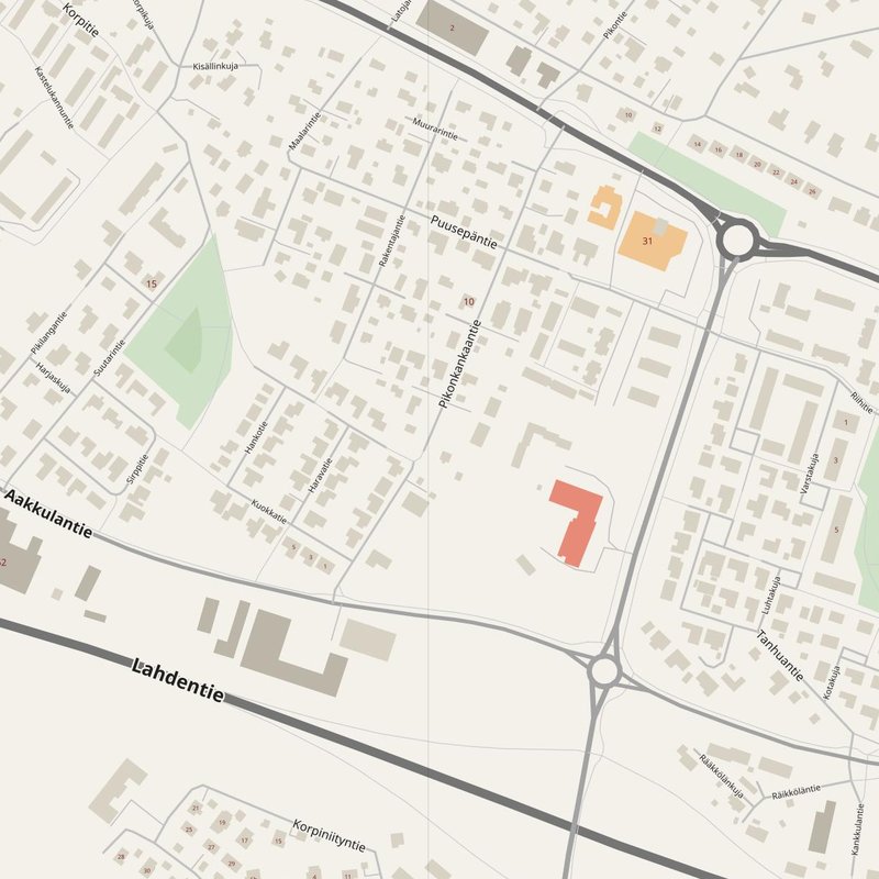 Kangasala street map with house numbers — printable address map PDF, Finland