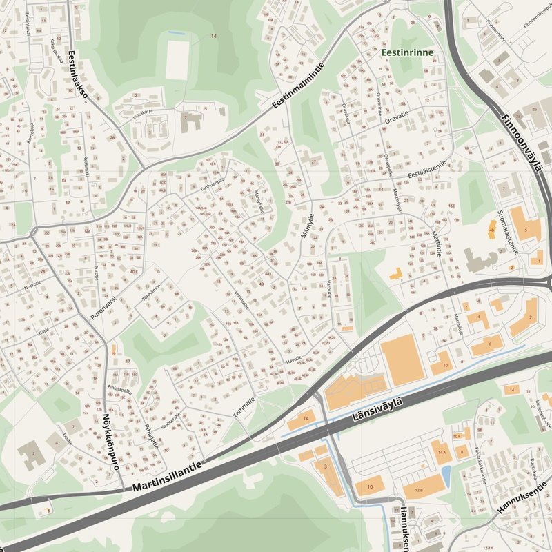 Kirkkonummi street map with house numbers — printable address map PDF, Finland