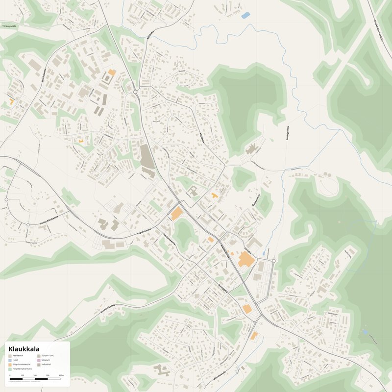 Klaukkala Map PDF — Printable Street Map Poster with House Numbers