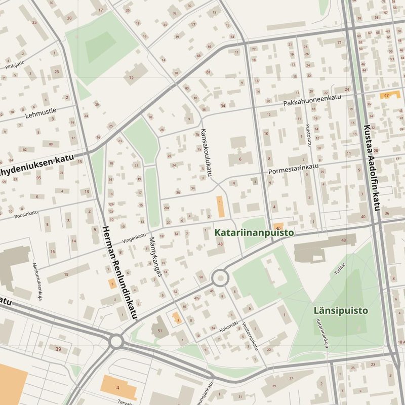 Kokkola street map with house numbers — printable address map PDF, Finland