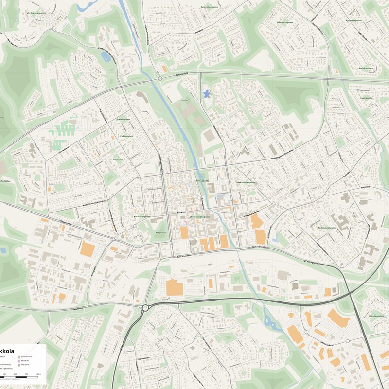 Kokkola Map PDF — Printable Street Map Poster with House Numbers