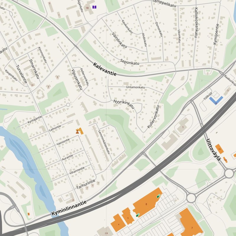 Kotka map with house numbers, hospitals, police and fire stations — printable PDF, Finland