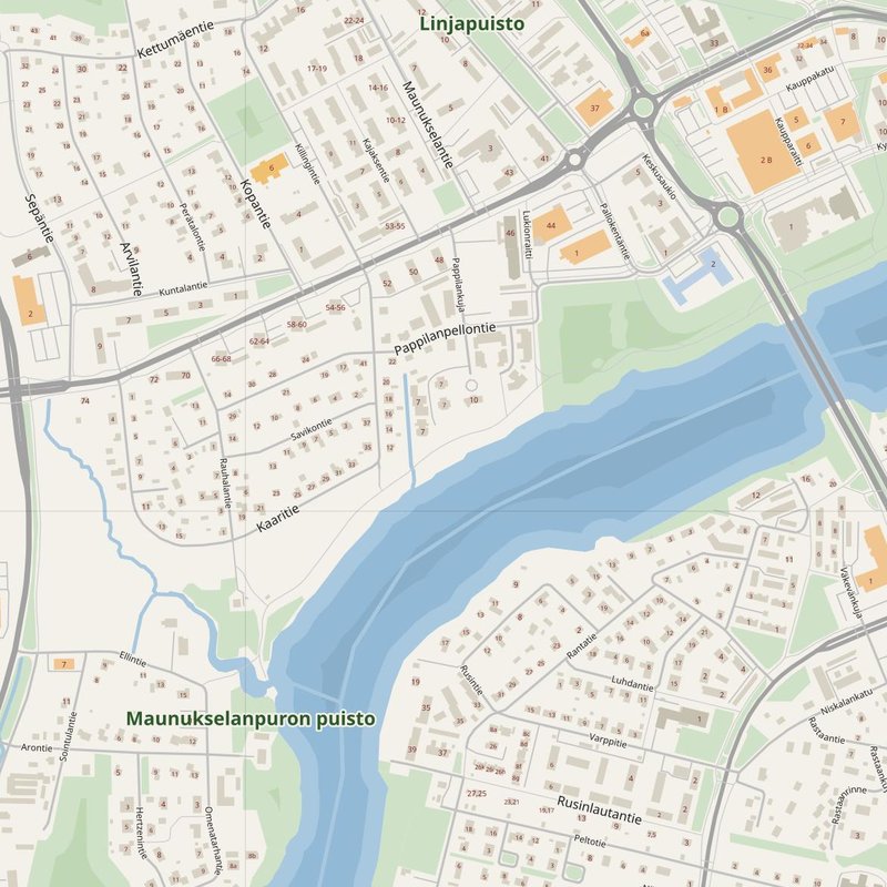Kouvola street map with house numbers — printable address map PDF, Finland