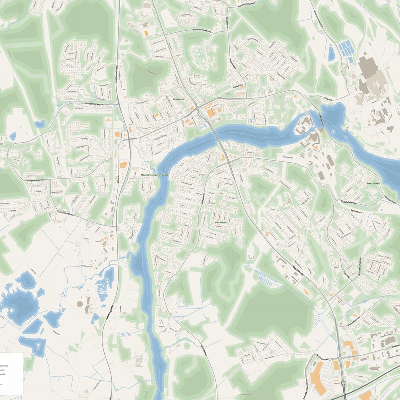 Tisknutelný plán města Kouvola jako plakát, Finsko