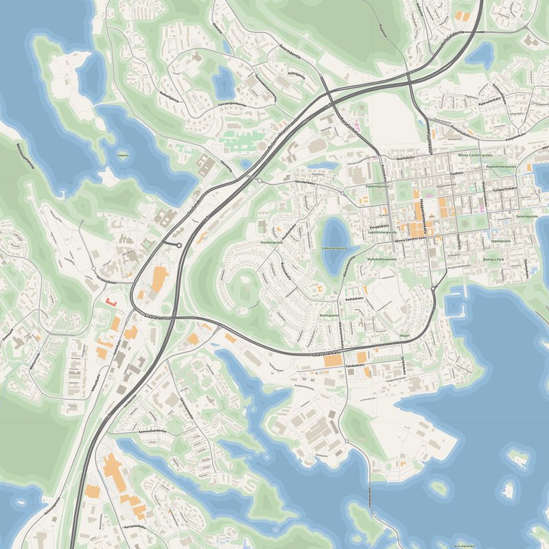 Printable street map poster of Kuopio, Finland