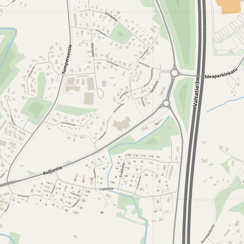 Lempäälä street map with house numbers — printable address map PDF, Finland