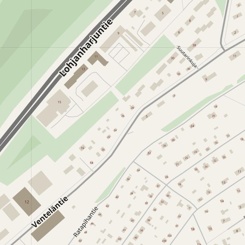 Lohja map with house numbers, hospitals, police and fire stations — printable PDF, Finland