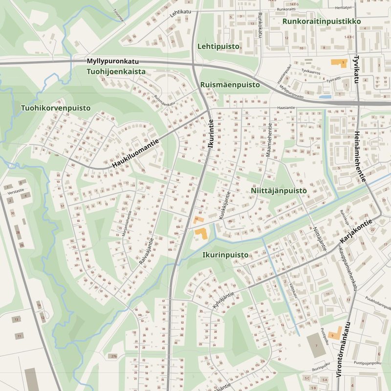 Nokia street map with house numbers — printable address map PDF, Finland