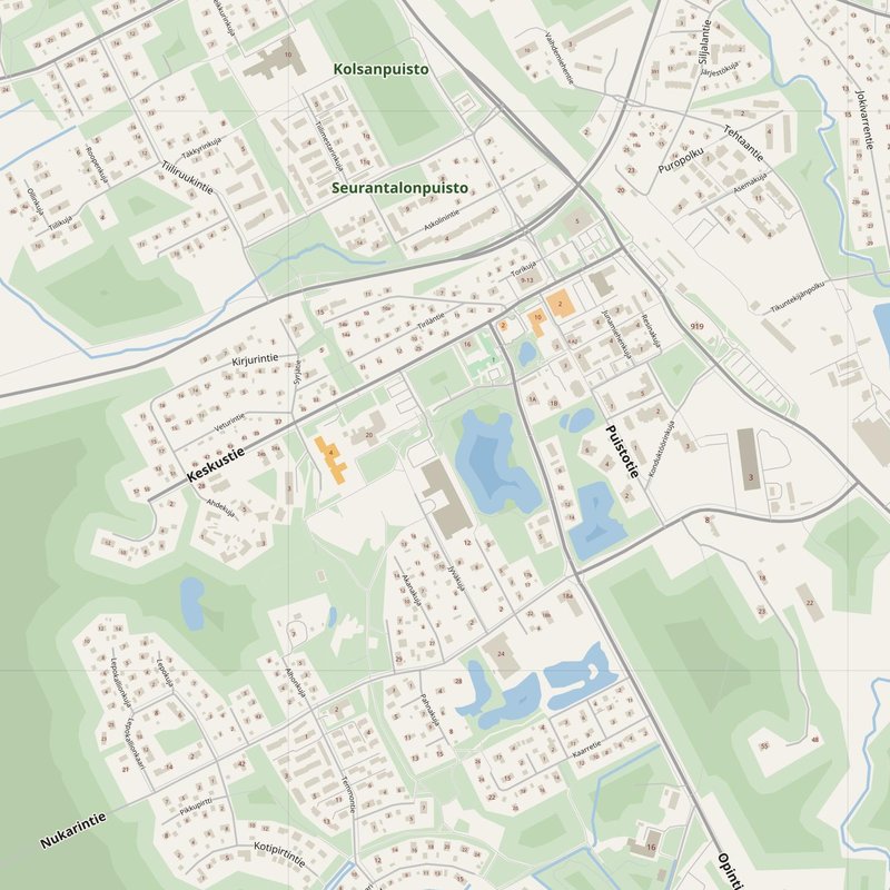 Nurmijärvi street map with house numbers — printable address map PDF, Finland