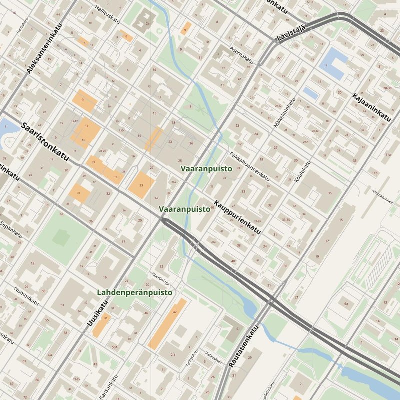 Oulu street map with house numbers — printable address map PDF, Finland