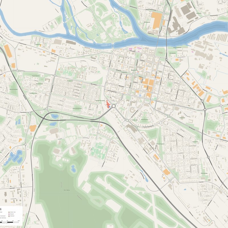 Printable street map poster of Pori, Finland
