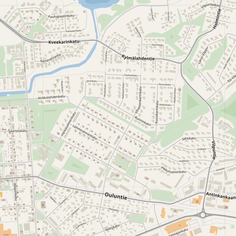 Raahe street map with house numbers — printable address map PDF, Finland
