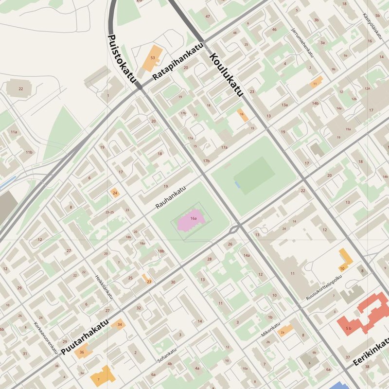 Raisio street map with house numbers — printable address map PDF, Finland