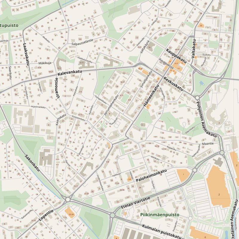 Riihimäki street map with house numbers — printable address map PDF, Finland