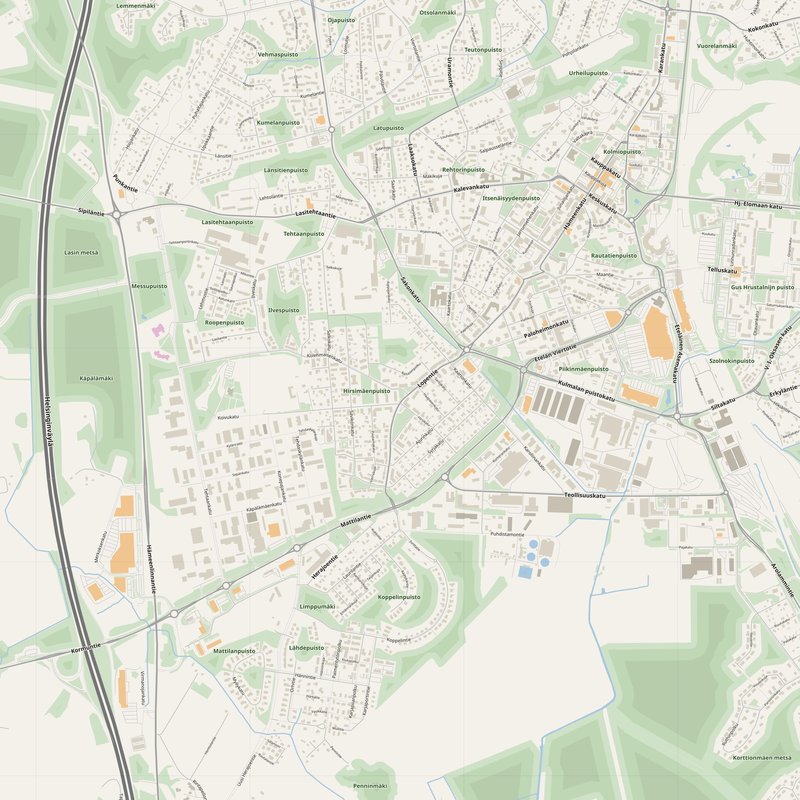 Riihimäki Map PDF — Printable Street Map Poster with House Numbers
