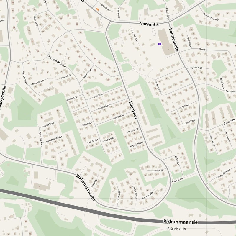 Sastamala map with house numbers, hospitals, police and fire stations — printable PDF, Finland