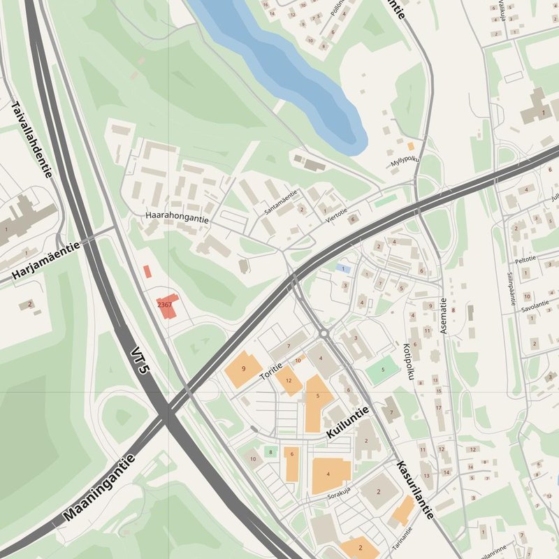 Siilinjärvi street map with house numbers — printable address map PDF, Finland