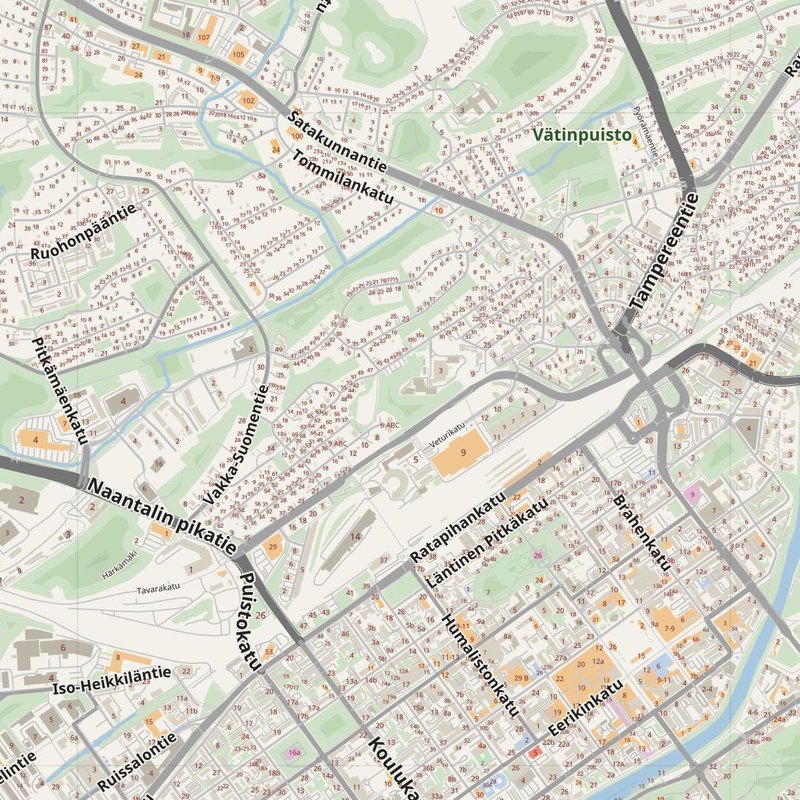 Turku street map with house numbers — printable address map PDF, Finland